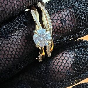 Elegant Gold over 925 Silver Women's Ring Set